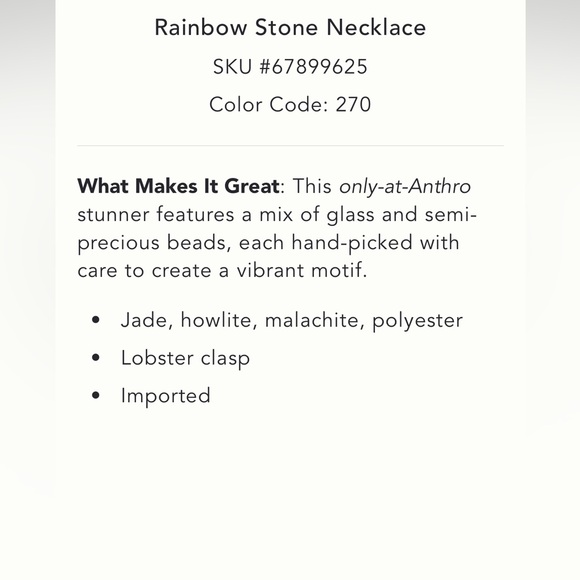 Anthropologie Rainbow stone necklace - Picture 2 of 7